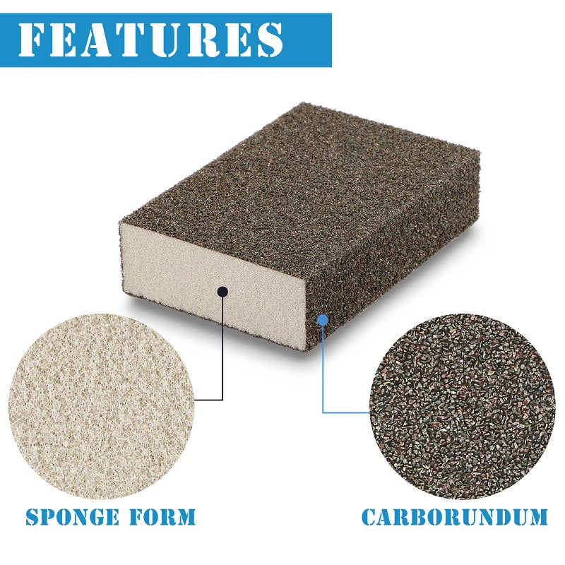 Jamiikury 8Pcs 36 Grit Sanding Blocks, Jamiikury Coarse Sanding Sponge Washable and Reusable, Wet Dry Sandpaper Sponge for Wood Metal FurniturePaint and Drywall - Image 3